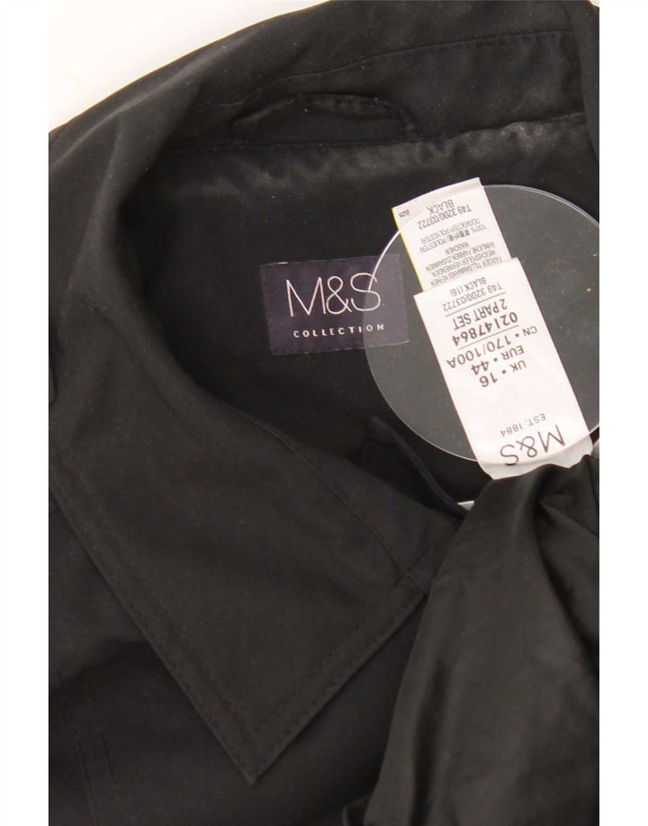 Marks & Spencer Damen Trenchcoat UK 16 Large Schwarz Polyester
