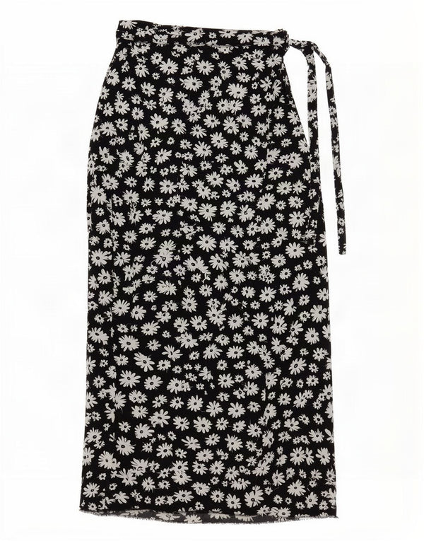 Max Dine Damen-Maxi-Rock mit geradem Schnitt, Größe 44, Mittel W30, Schwarz mit Blumenmuster