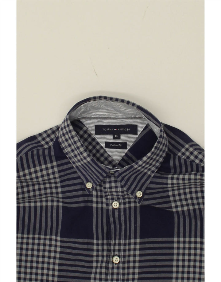 TOMMY HILFIGER Mens Custom Fit Shirt Medium Navy Blue Check Cotton Vintage Tommy Hilfiger and Second-Hand Tommy Hilfiger from Messina Hembry 