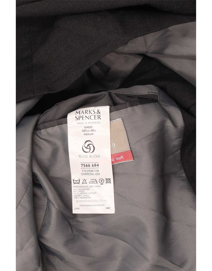 Marks & Spencer Herren-Blazer mit 3 Knöpfen, Gr. 42, Größe L, Grau, Polyester