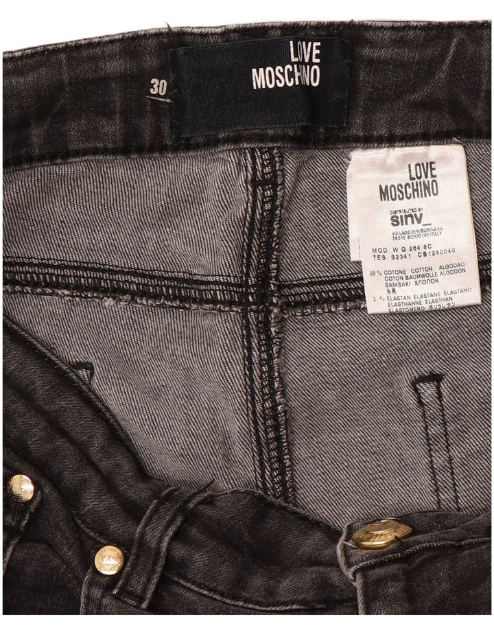MOSCHINO Damen Straight Jeans W30 L31 Schwarze Baumwolle
