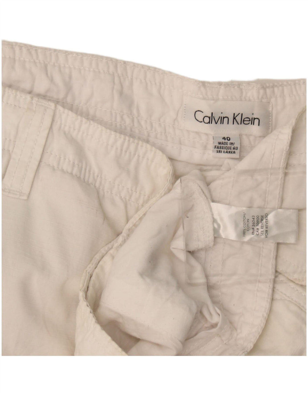 Calvin Klein Herren Cargo Shorts W40 XL Weiße Baumwolle