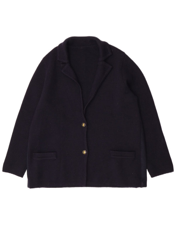 Vintage Damen 2-Knopf-Blazerjacke UK 12 Medium Navy Blue