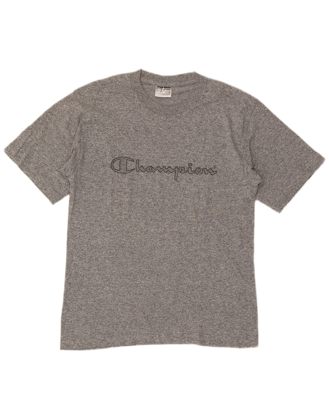 Champion Herren-T-Shirt mit Grafik, Größe S, grau gesprenkelte Baumwolle