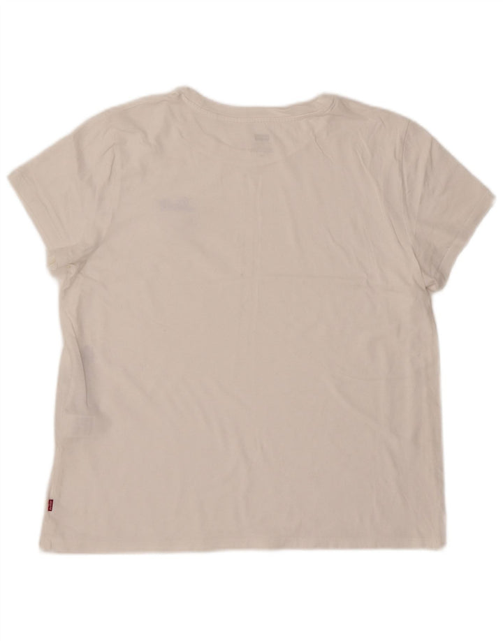 LEVI'S Damen T-Shirt Top UK 14 Large Weiße Baumwolle