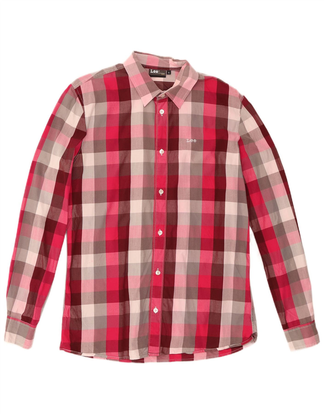 Lee Herrenhemd, groß, rosa Gingham-Baumwolle