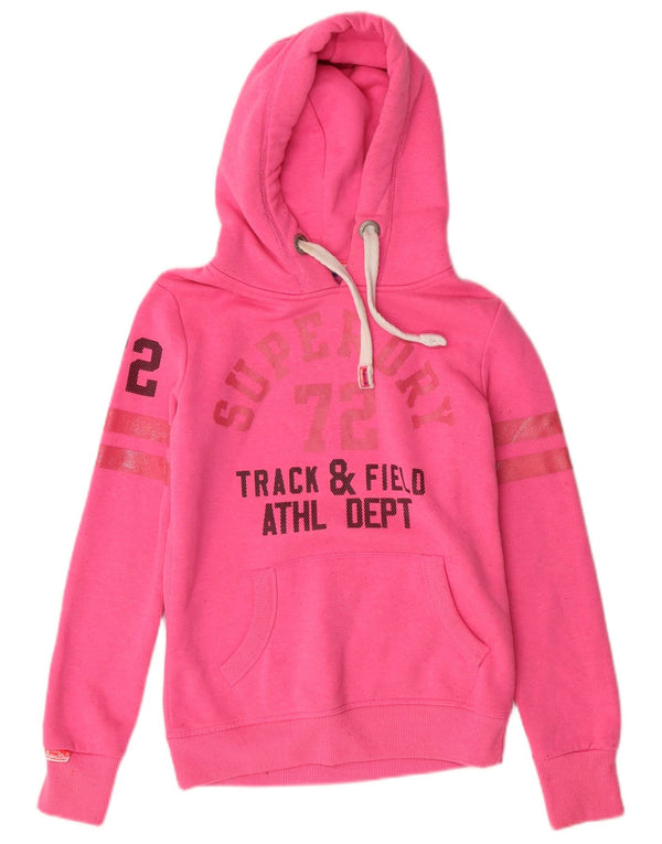 Superdry Damen Grafik-Hoodie-Pullover UK 6 XS Rosa Baumwolle Sport