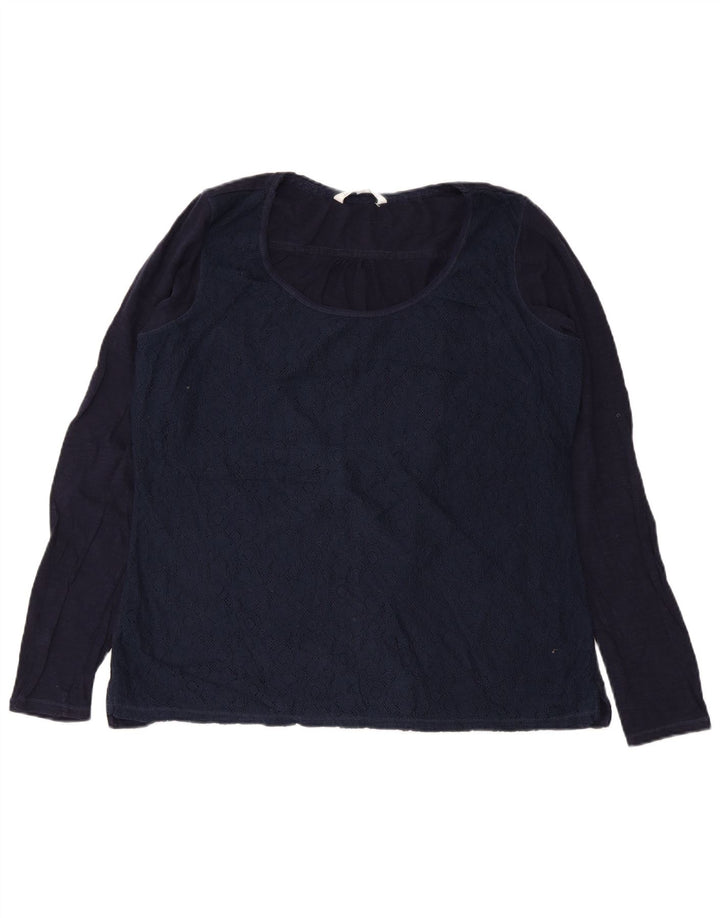 Fat Face Langarm-Blusenoberteil für Damen, UK 18, XL, marineblau, geblümt, Baumwolle