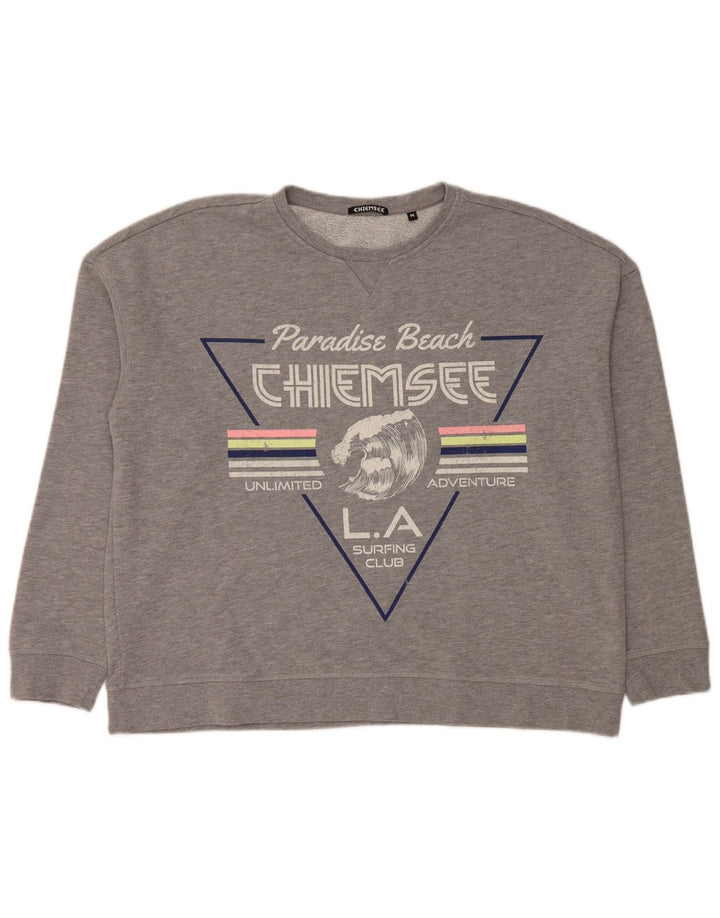 Chiemsee Damen Grafik-Sweatshirt-Pullover UK 14 Mittelgrau meliert