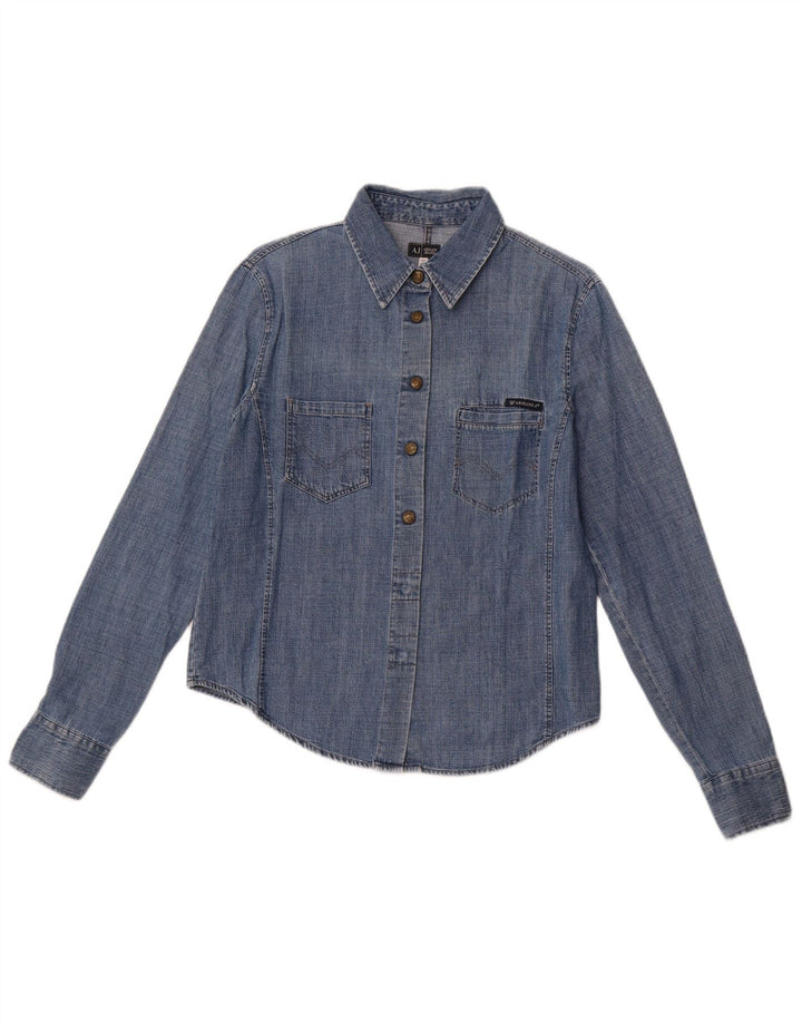ARMANI JEANS Damen Jeanshemd UK 14 Mittelblaue Baumwolle