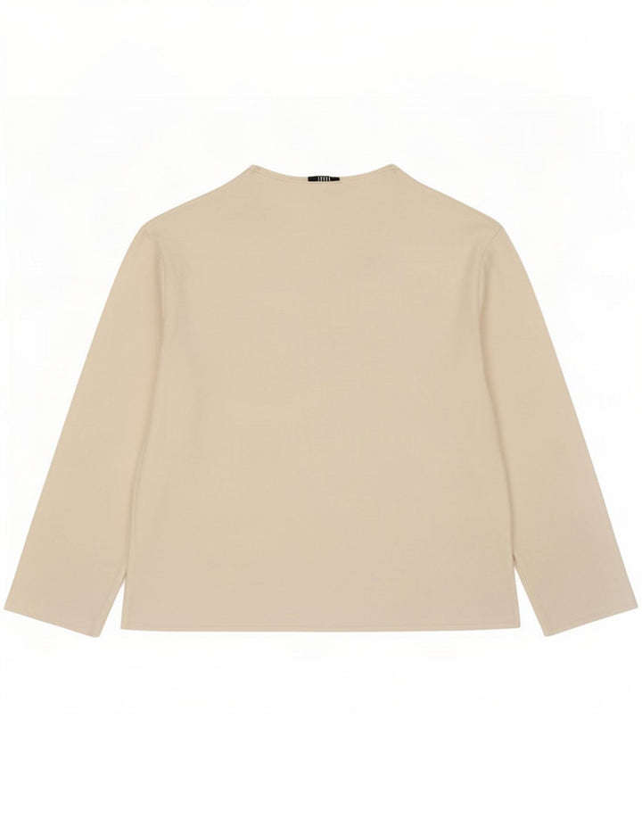 Zara Damen Top Langarm UK 12 Medium Off White Cotton