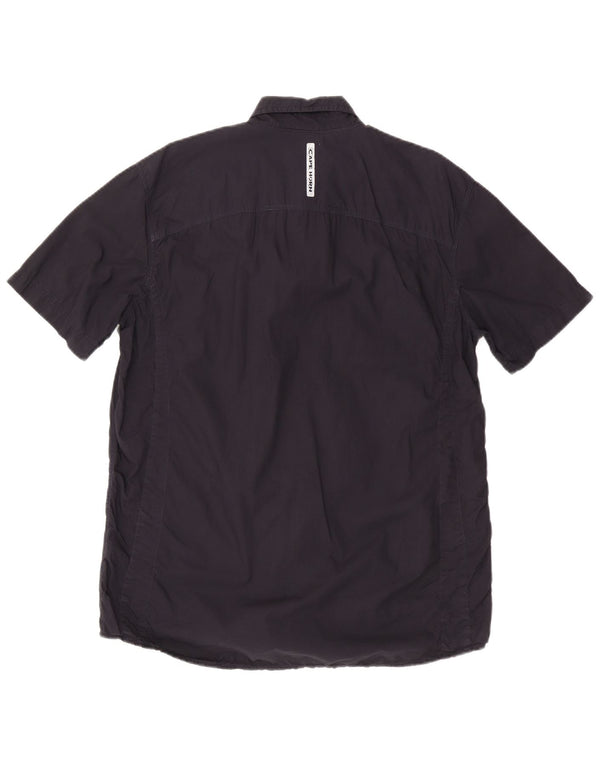 Cape Horn Mens Short Sleeve Shirt IT 52 Large Navy Blue Cotton