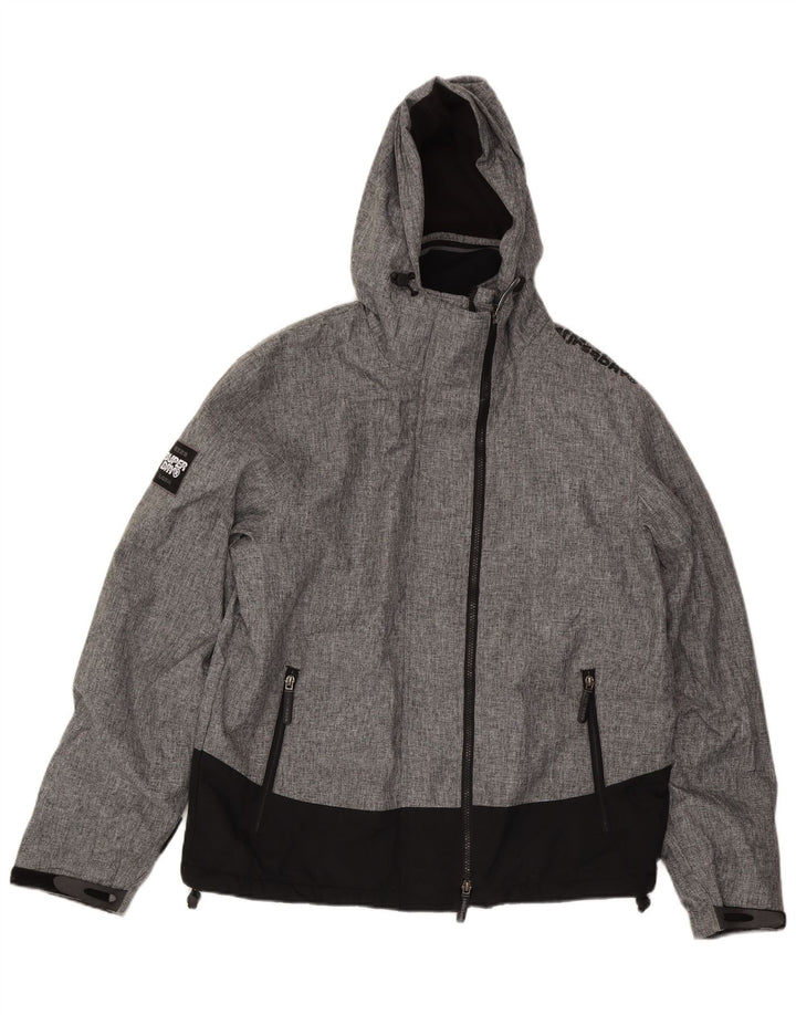 SUPERDRY Damen-Windbreakerjacke mit Kapuze, UK 20 2XL, Grau, Farbblock