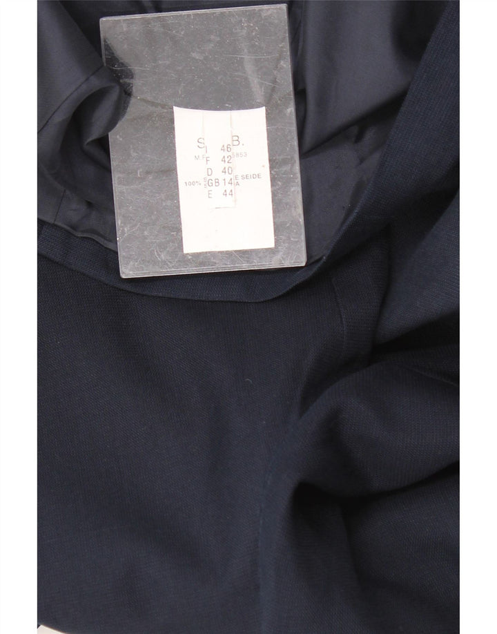 DANIEL HECHTER Womens 1 Button Blazer Jacket UK 14 Large Navy Blue Silk