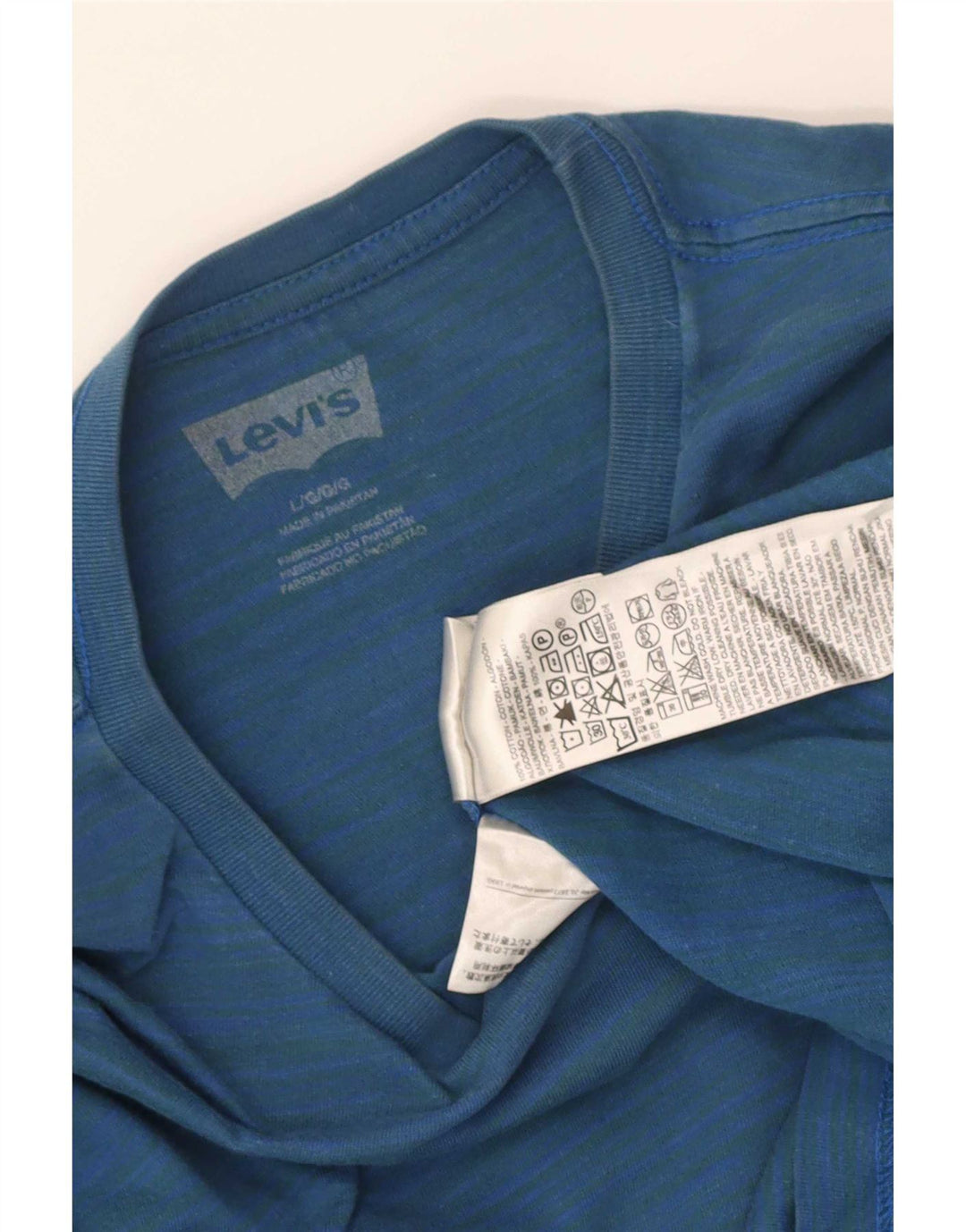 Levi's Herren-Oberteil, langärmelig, groß, blaue Nadelstreifen-Baumwolle
