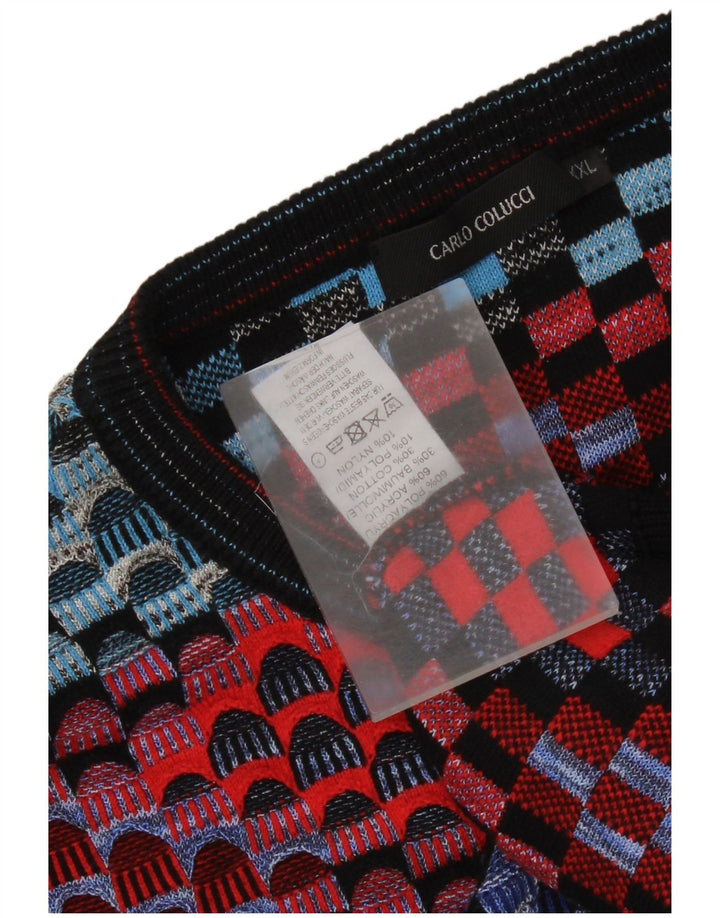 Carlo Colucci Herren-Pullover mit Rundhalsausschnitt, 2XL, mehrfarbig, geometrisch