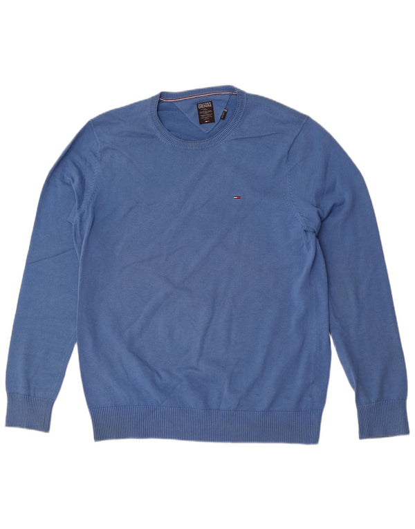 Tommy Hilfiger Herren-Pullover mit Rundhalsausschnitt, 2XL, blaue Baumwolle