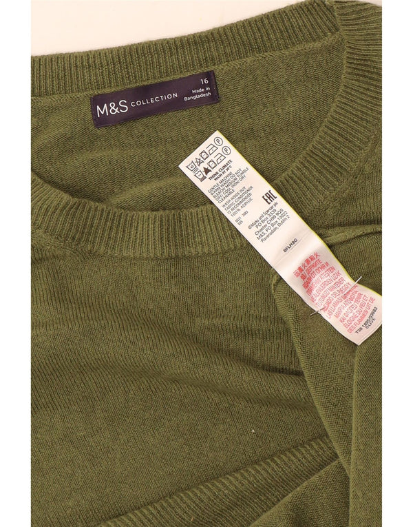 Marks & Spencer Damen-Pullover mit U-Boot-Ausschnitt, UK 16, Größe L, grünes Acryl