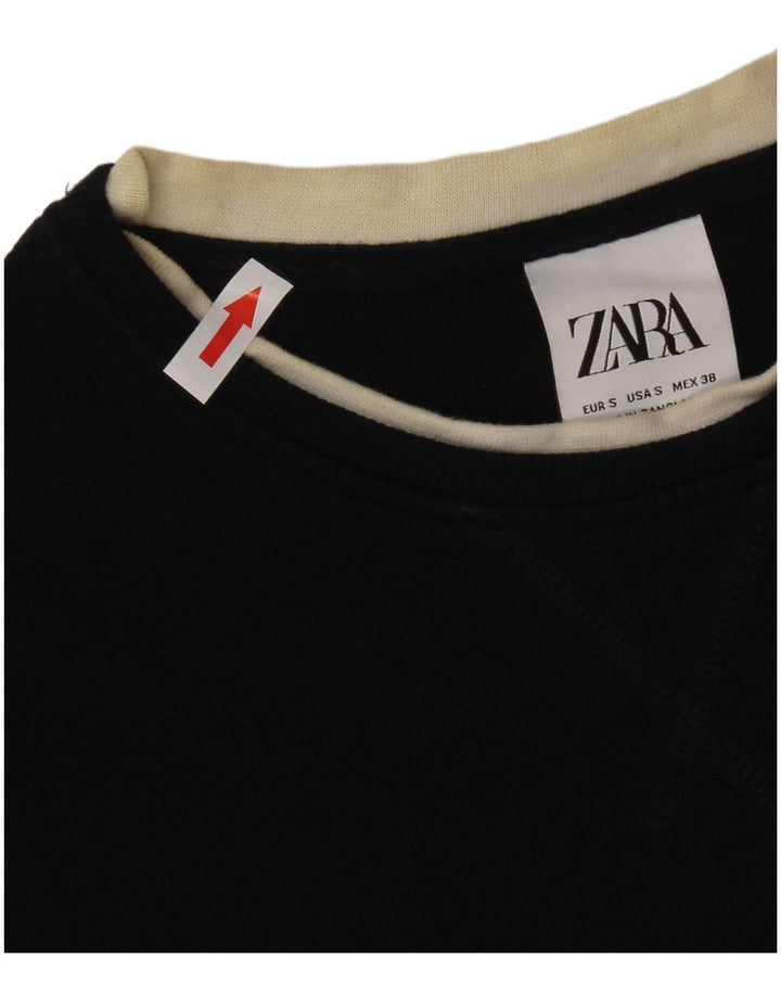 Zara Herren-Oberteil, langärmelig, klein, marineblau, Baumwolle