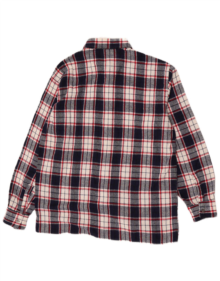 Vintage kariertes Flanellhemd für Herren in mittlerem Marineblau