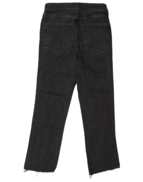 Zara Damen Crop High Waist Jeans EU 38 Small W28 L25 Schwarze Baumwolle
