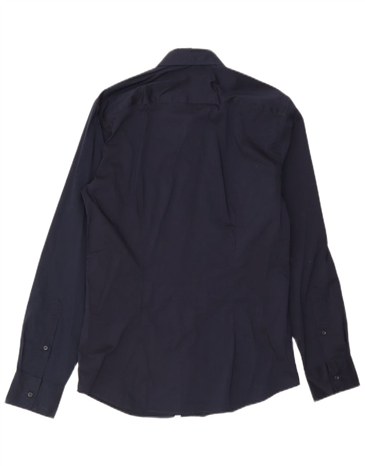 Benetton Herren-Hemd, klein, marineblau, Baumwolle