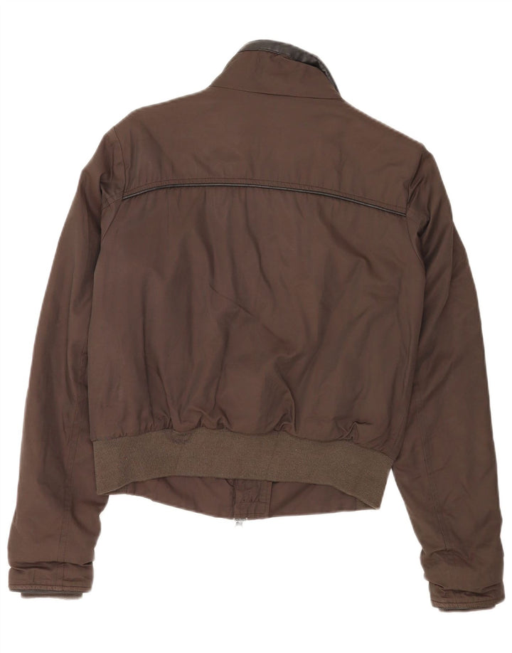 Refrigue Damen Crop Bomberjacke UK 12 Mittelbraune Baumwolle