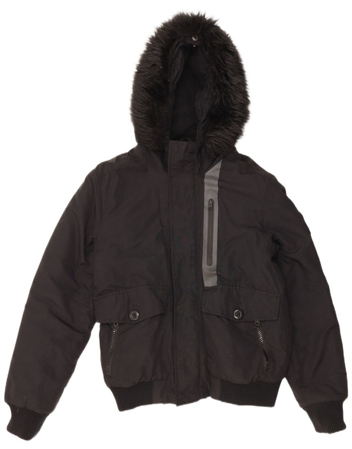 Superdry Herren-Jacke mit Kapuze, gepolstert, UK 38, mittelschwarzes Nylon