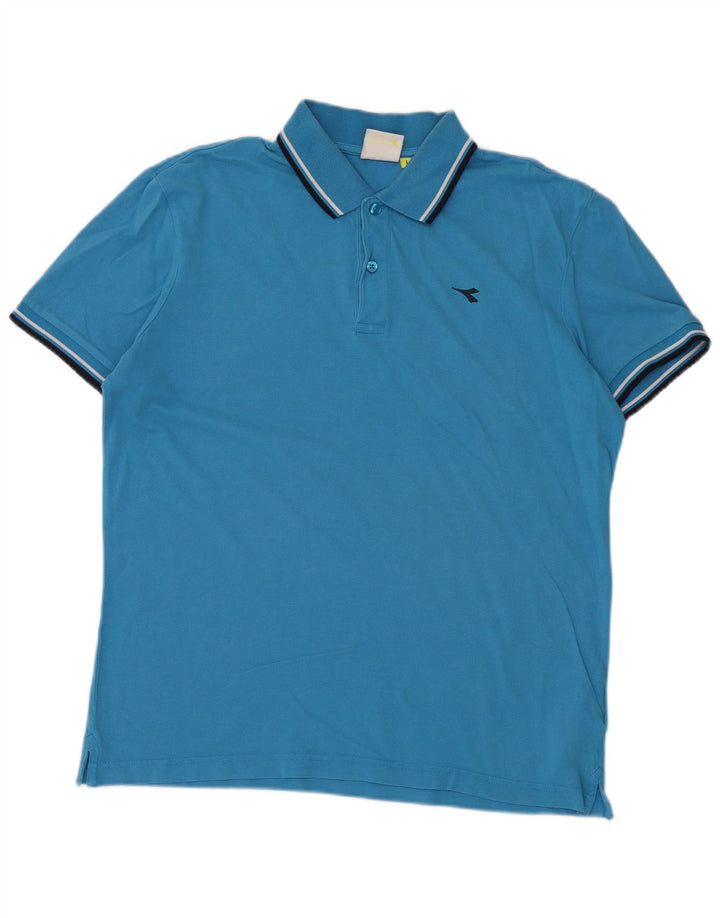 DIADORA Herren-Poloshirt, große blaue Baumwolle