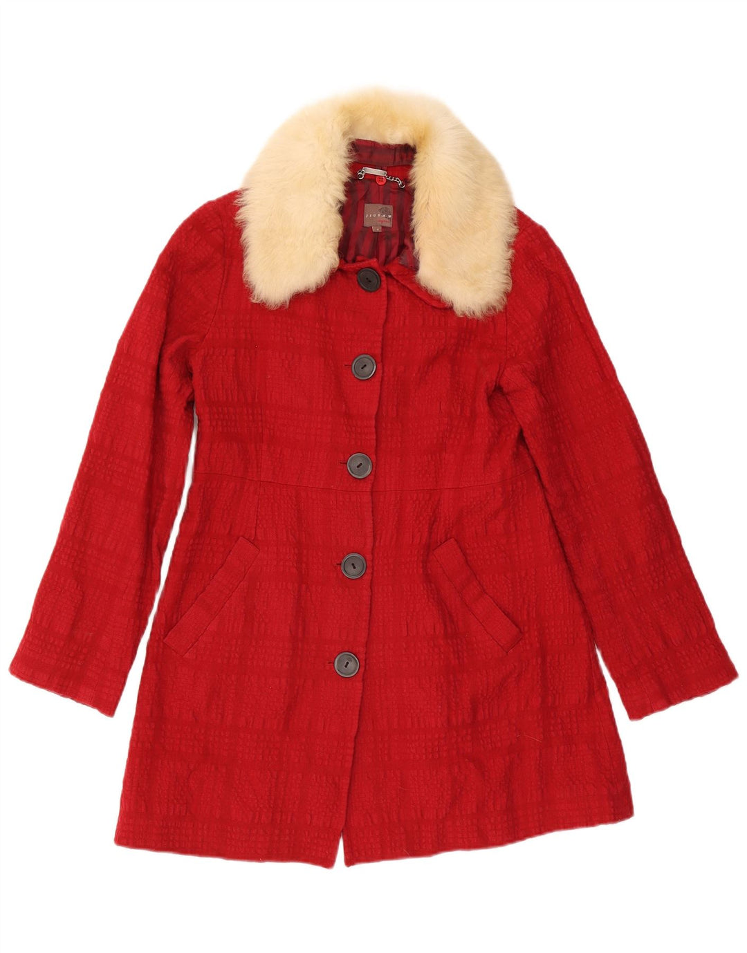 Jigsaw Damenmantel UK 8 Small Red Check Baumwolle