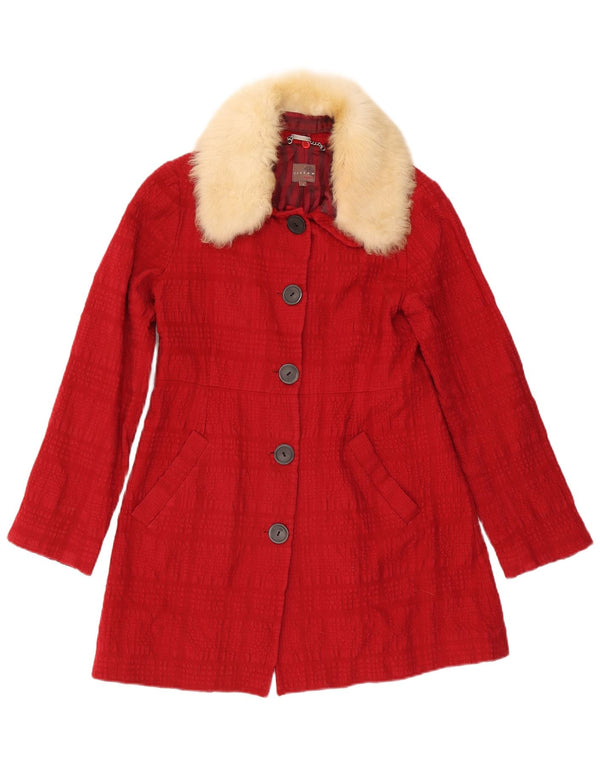 Jigsaw Damenmantel UK 8 Small Red Check Baumwolle
