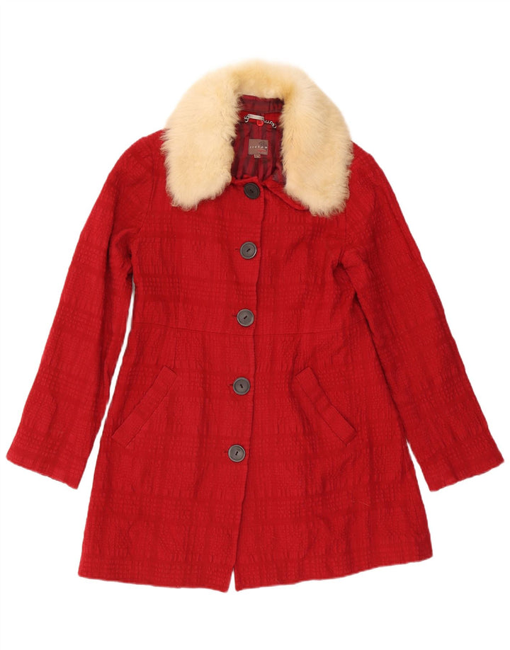 Jigsaw Damenmantel UK 8 Small Red Check Baumwolle