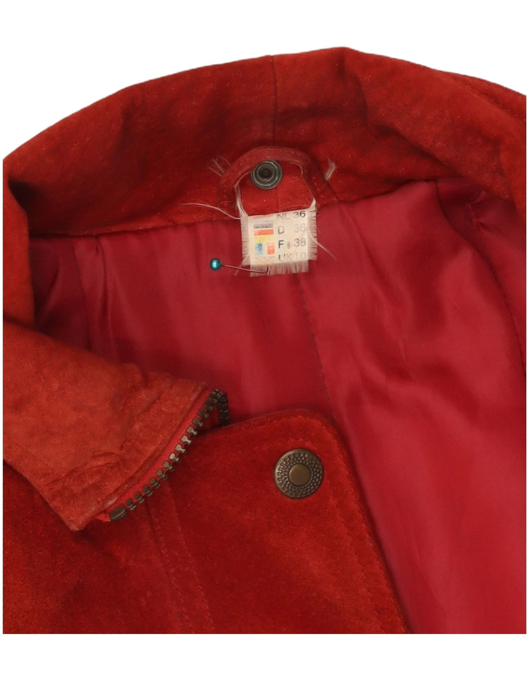 Vintage Damen Wildleder Übergroßer Mantel UK 10 Klein Rot