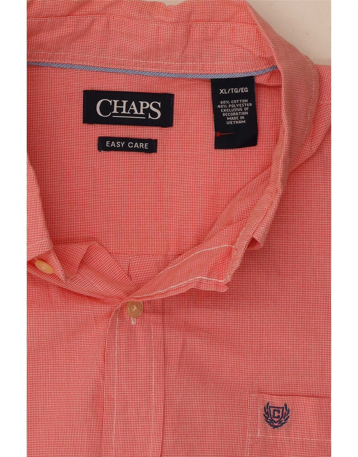 Chaps Herren-Kurzarmhemd XL aus roter Hahnentrittmuster-Baumwolle