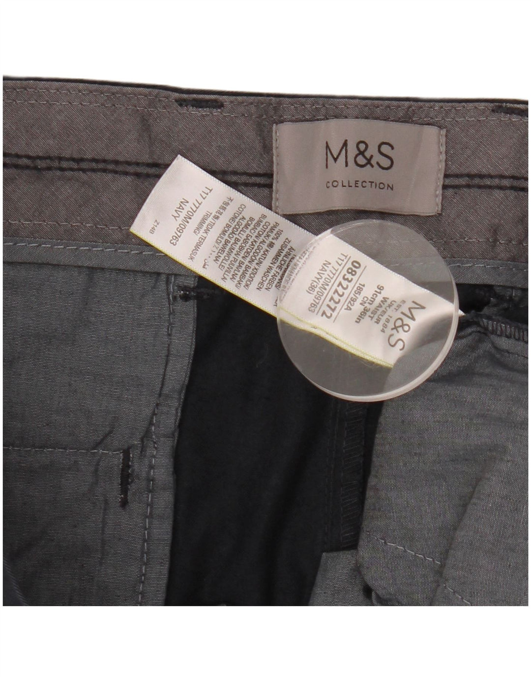 Marks & Spencer Herren-Chinoshorts W36, Größe L, Marineblau, Baumwolle