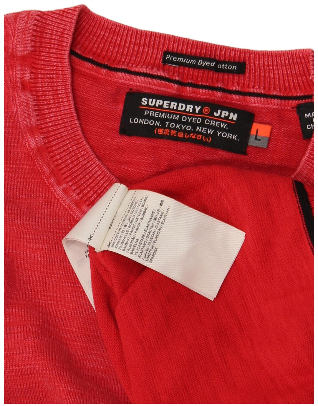 Superdry Herren-Pullover mit Rundhalsausschnitt, Größe L, aus roter Baumwolle