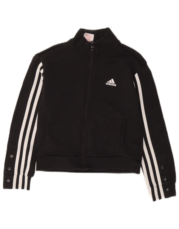 Adidas Mädchen Crop Trainingsanzug Top Jacke 9–10 Jahre schwarze Baumwolle