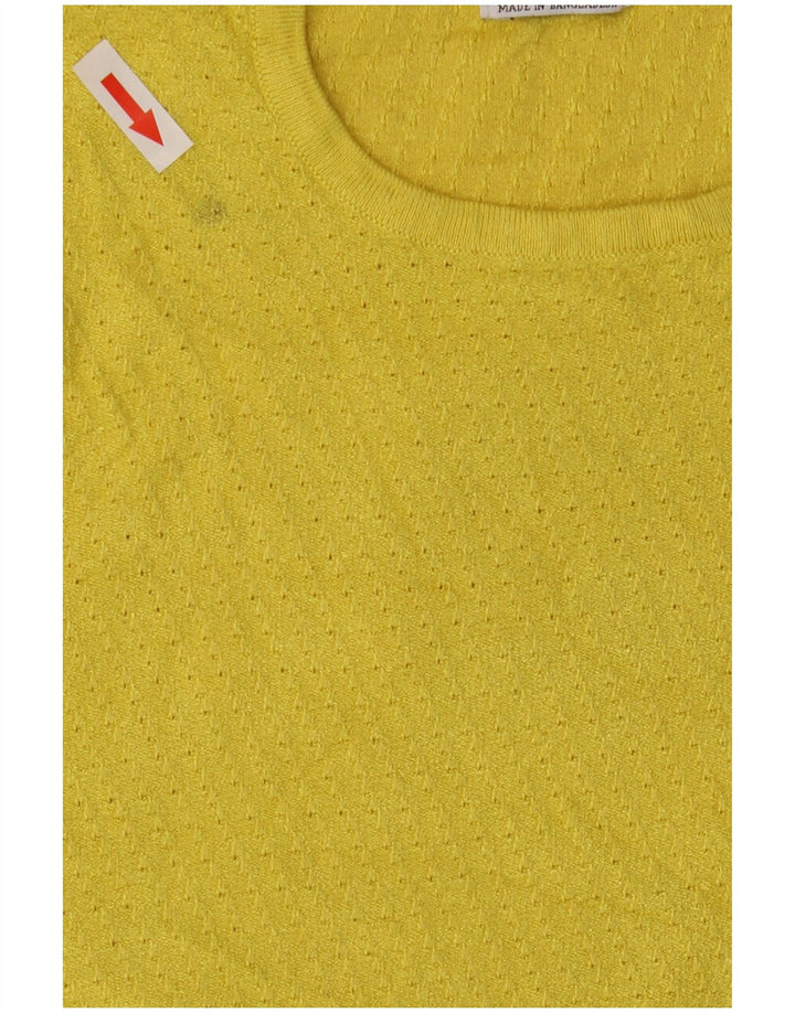 Zara Damen-Pullover mit Rundhalsausschnitt, Gr. 12, Mittelgelb