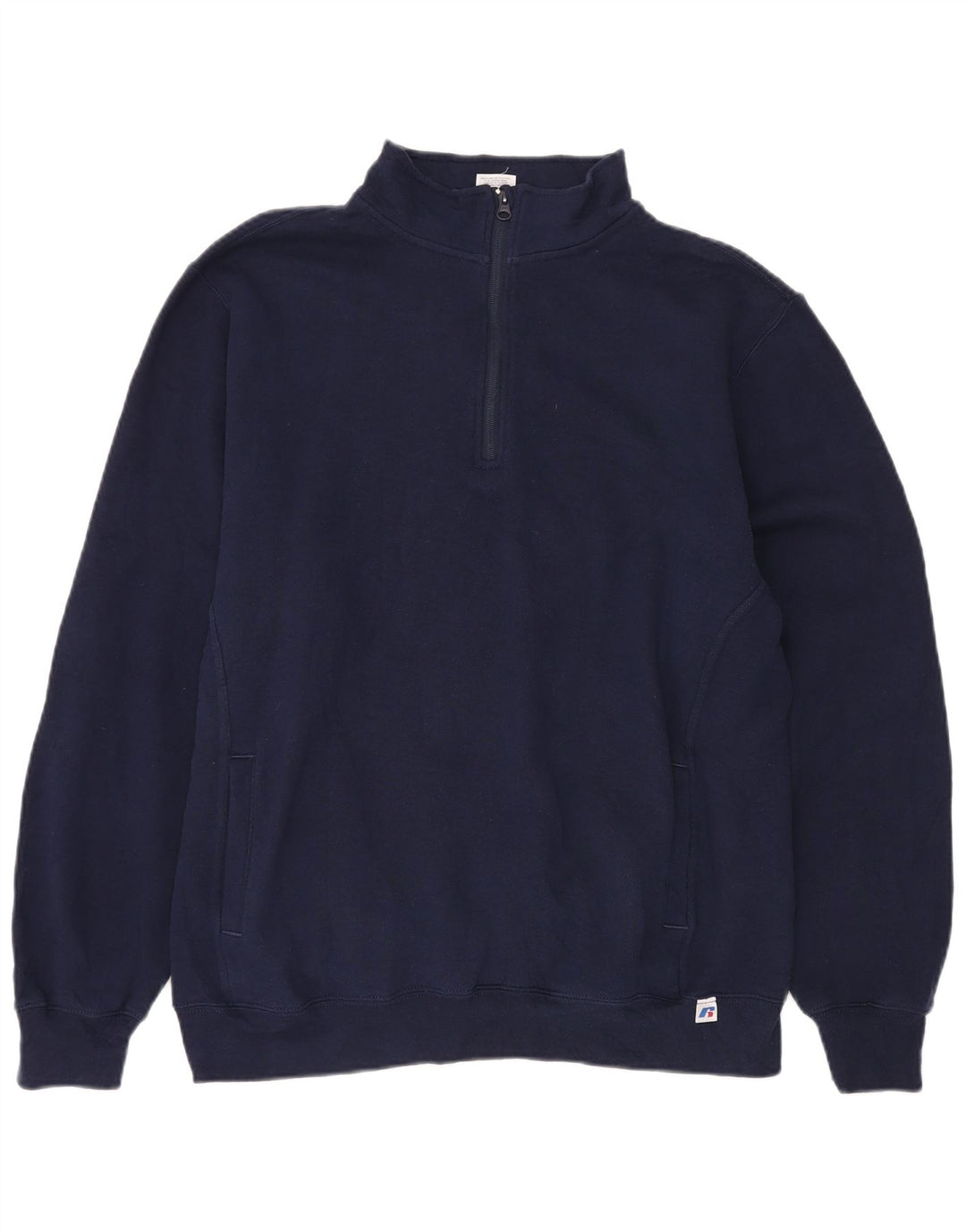 RUSSELL ATHLETIC Herren-Sweatshirt mit Reißverschluss am Hals, groß, marineblaue Baumwolle