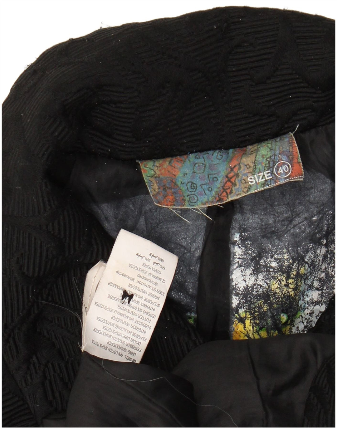 DESIGUAL Damen-Mantel mit abstraktem Muster, EU 40, mittelschwarze Baumwolle