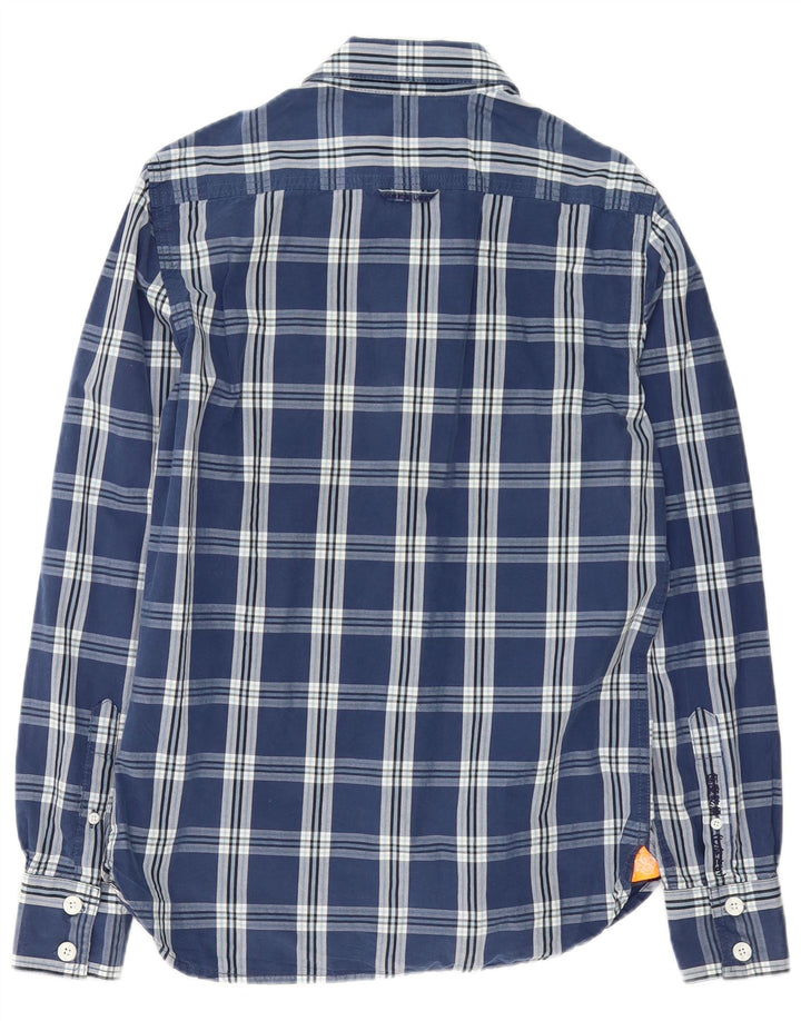 Superdry Herren-Hemd aus mittelblauer Baumwolle mit Karomuster in Marineblau