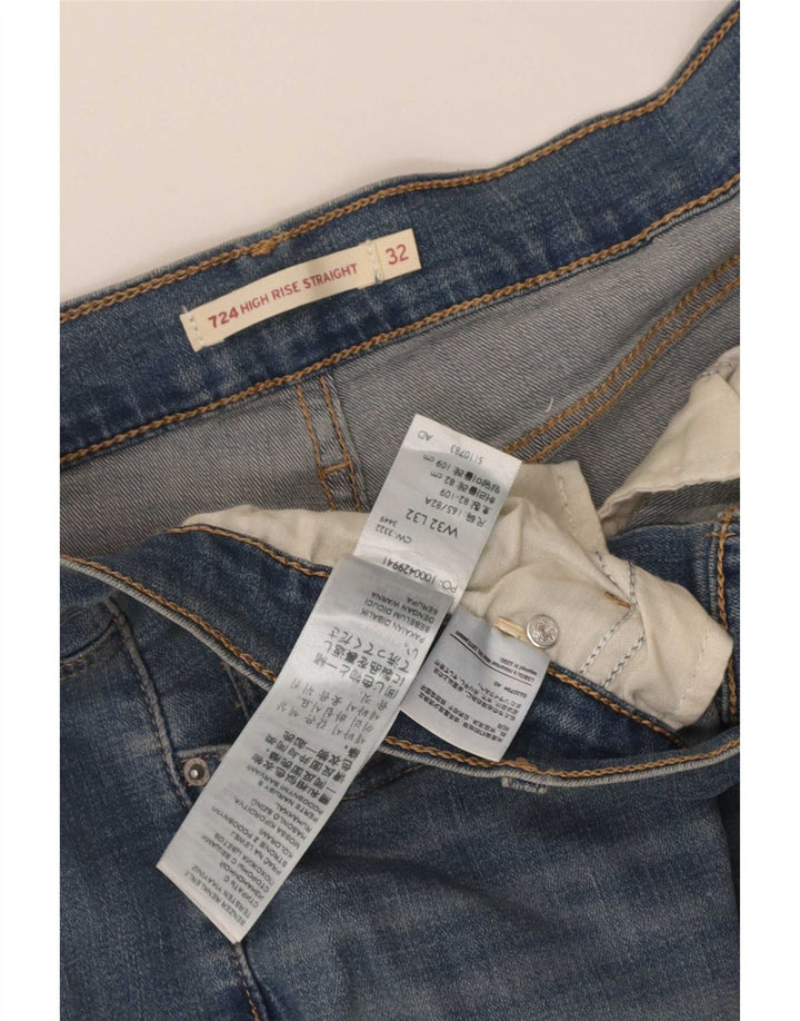 Levi's Damen 724 High Rise Straight Jeans W32 L32 Blaue Baumwolle