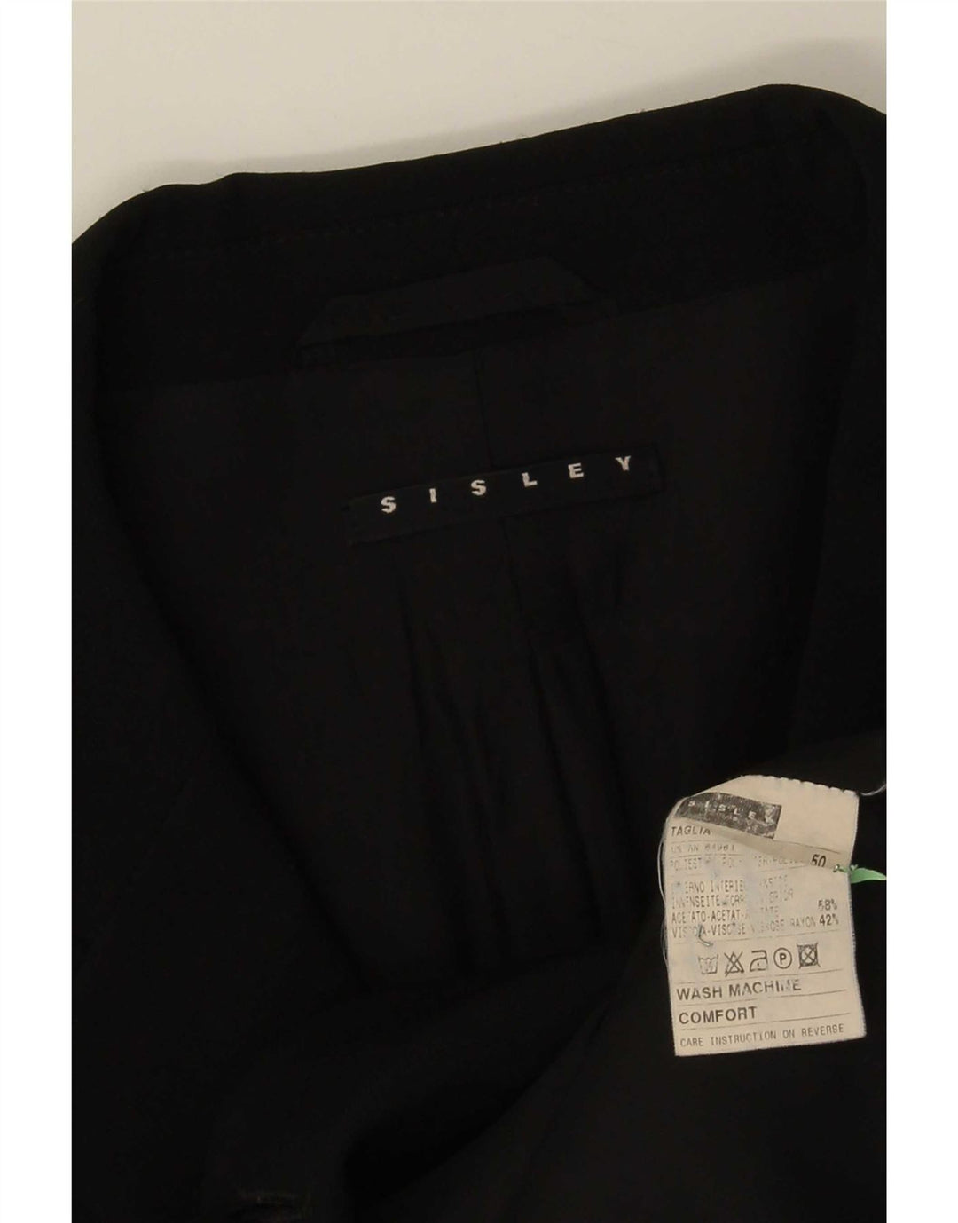 Sisley Herren-Blazer mit 3 Knöpfen, IT 50, Größe L, Schwarz, Polyester