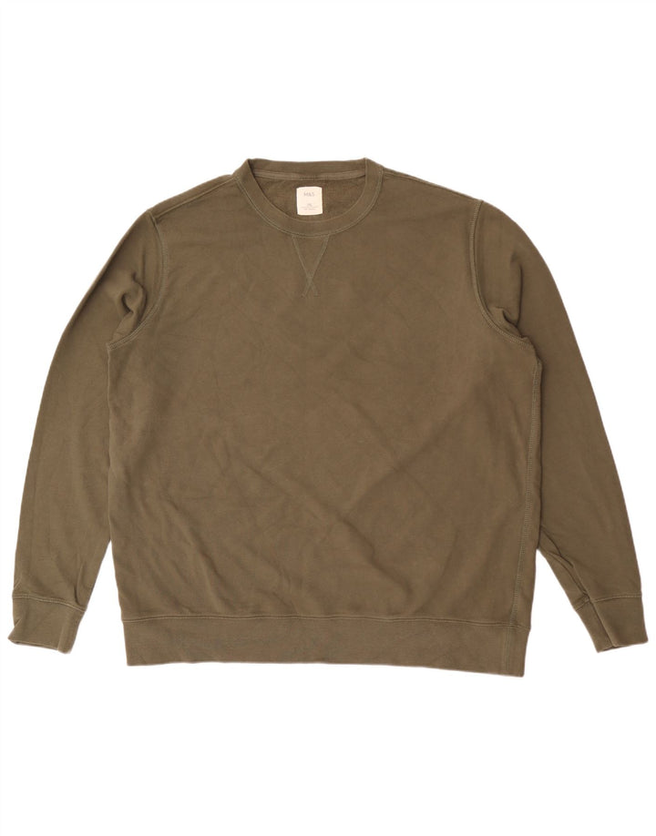 Marks & Spencer Herren Sweatshirt Pullover 2XL Khaki Baumwolle