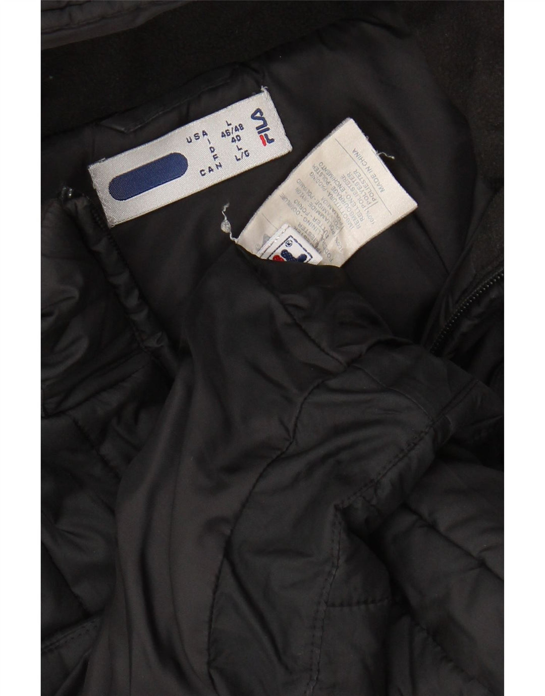 FILA Womens Oversized Hooded Padded Jacket UK 16 Large Black Polyester