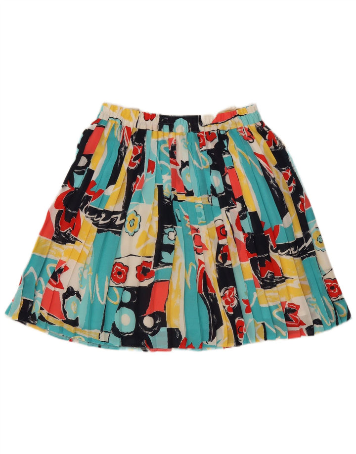 Vintage Damen Messerfaltenrock mit abstraktem Muster UK 14 Medium W32 Multic