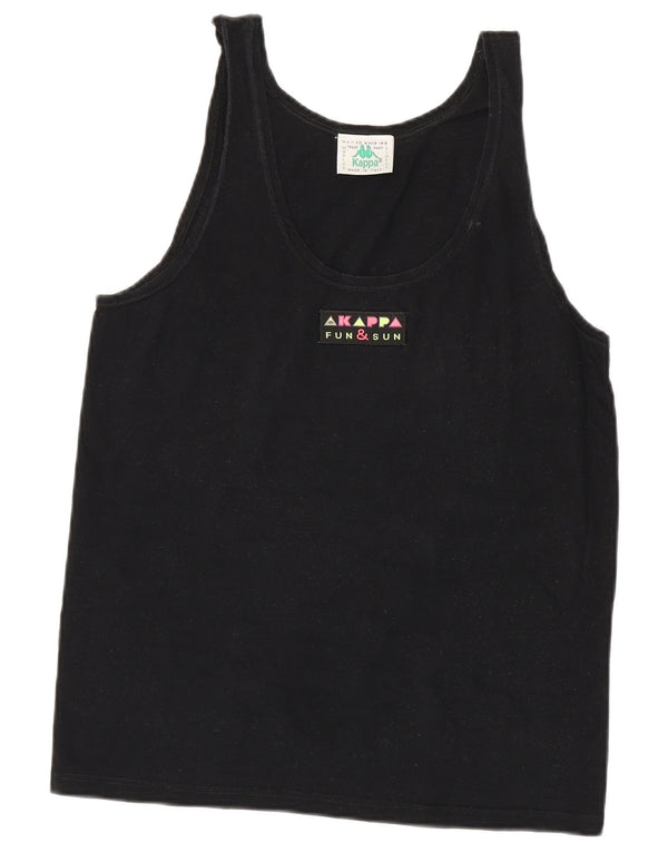 Kappa Damen Weste Top UK 14 Large Schwarz Baumwolle