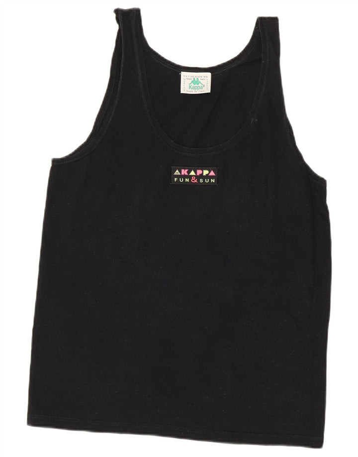 Kappa Damen Weste Top UK 14 Large Schwarz Baumwolle