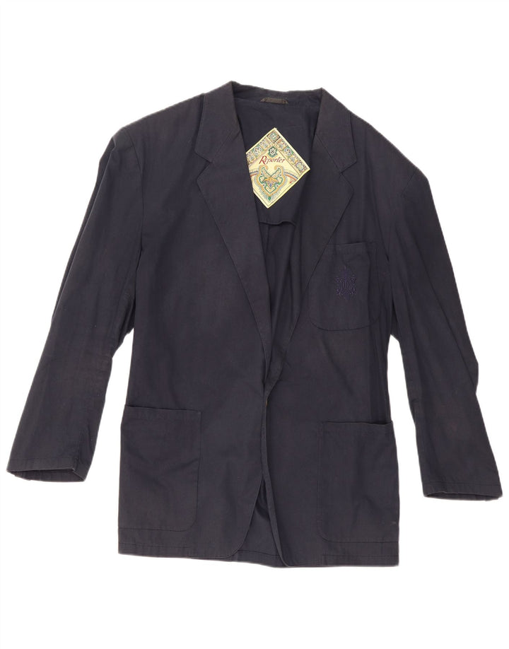 Reporter Herren-Blazer mit 1 Knopf, IT 52 XL, marineblau, Baumwolle
