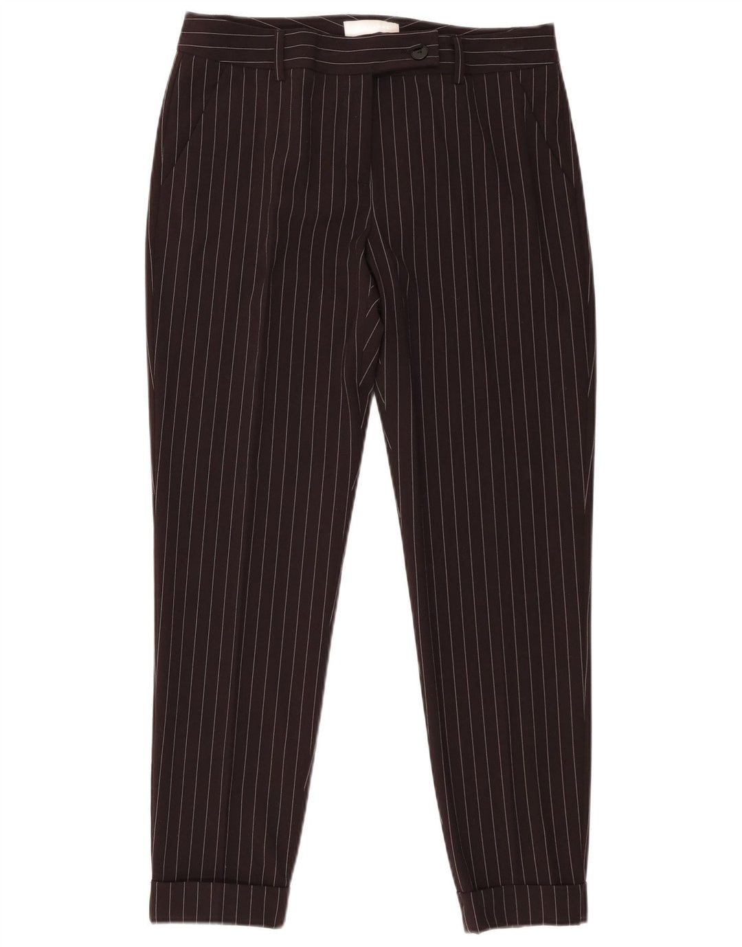 Stefanel Damen Slim Anzughose W32 L28 Schwarz gestreift